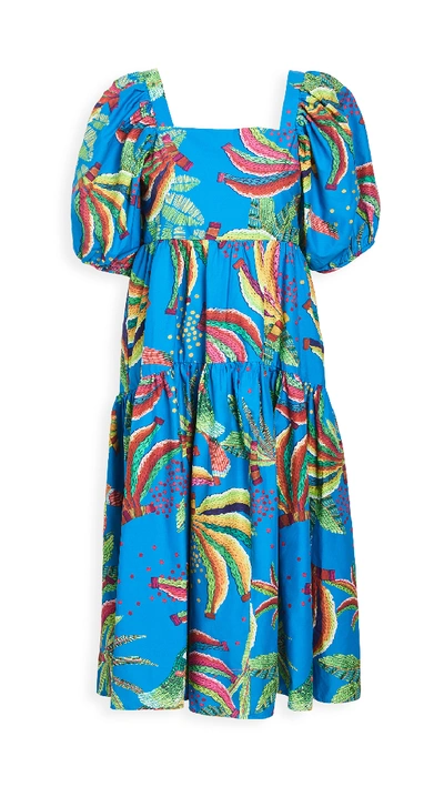 Shop Farm Rio Blue Banana Midi Dress In Multi