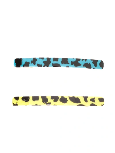 Shop Valet Studio Leopard Print Clips In Blue