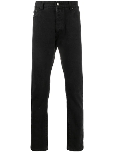 Shop Palm Angels Logo Straight-leg Jeans In Black