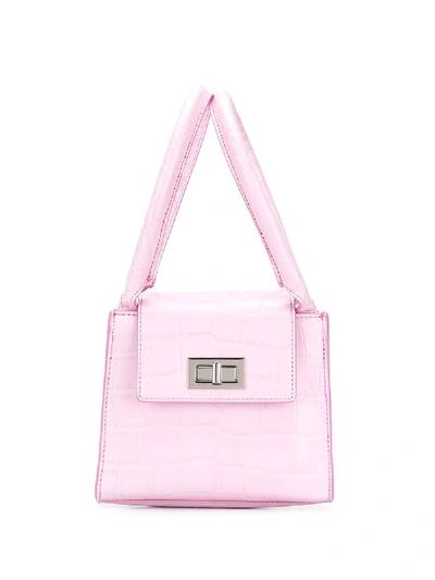 Shop By Far Sabrina Embossed Tote Bag In Pink