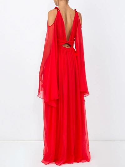 Shop Dundas Deep V-neck Sleeveless Silk-chiffon Gown