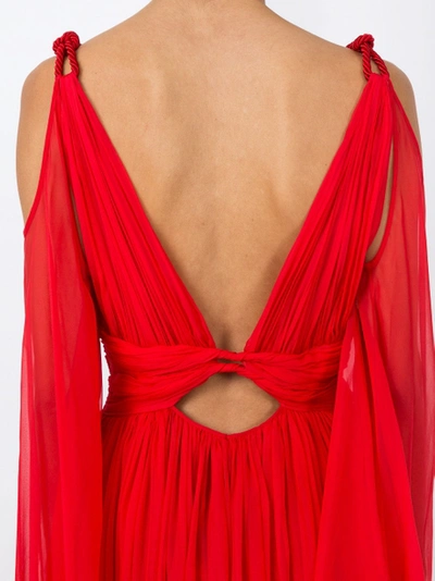 Shop Dundas Deep V-neck Sleeveless Silk-chiffon Gown