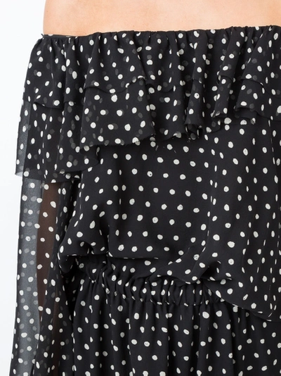 Shop Saint Laurent Polka-dot One Shoulder Dress
