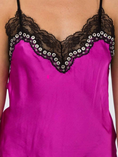 Shop Alexander Wang Lace And Silk Slip Cami Fuchsia