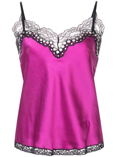 Shop Alexander Wang Lace And Silk Slip Cami Fuchsia