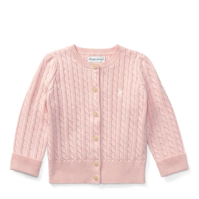 Shop Ralph Lauren Mini-cable Cotton Cardigan In Pink