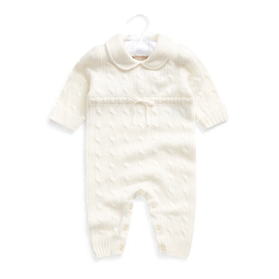 Polo Ralph Lauren Cashmere Knit-collar Coverall In Warm White