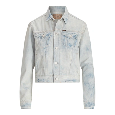 Shop Ralph Lauren Bleached Denim Trucker Jacket In Bleached Indigo