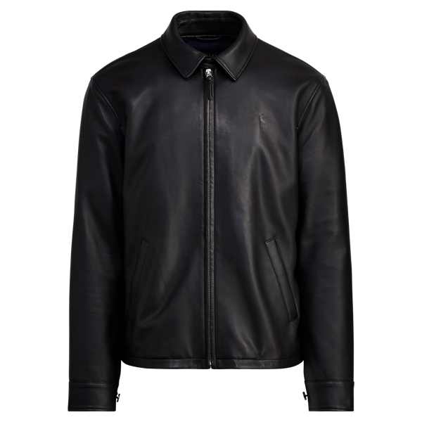 Polo Ralph Lauren Maxwell Lambskin Leather Zip Jacket In Polo Black |  ModeSens