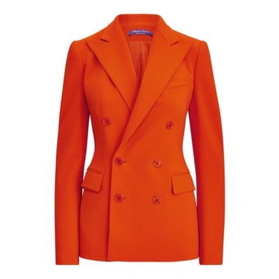 Shop Ralph Lauren Camden Wool Crepe Jacket In Tangerine