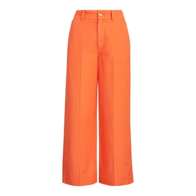 Shop Ralph Lauren Linen-blend Wide-leg Pant In Dusk Orange