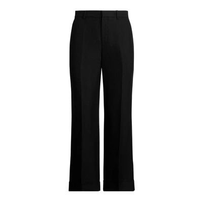 Shop Lauren Ralph Lauren Linen-blend Wide-leg Pant In Polo Black