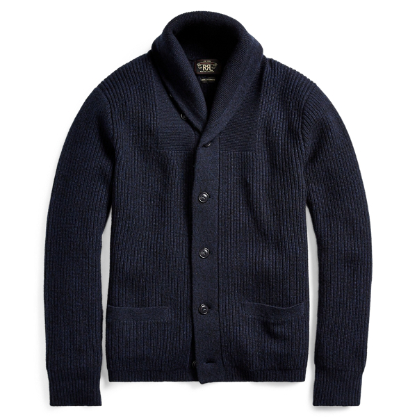 Double Rl Cashmere Shawl-collar Cardigan In Navy | ModeSens
