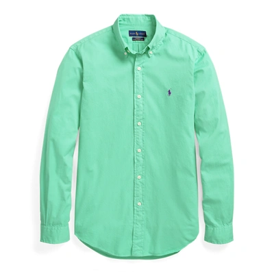 Shop Polo Ralph Lauren Garment-dyed Oxford Shirt In Sunset Green