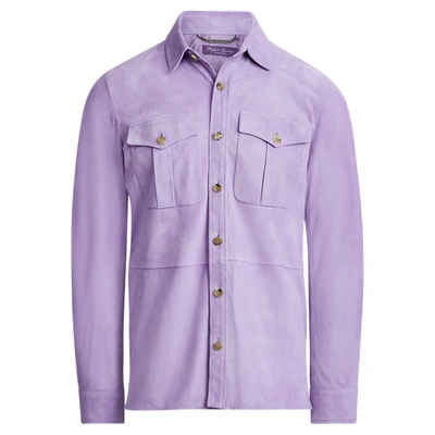 Shop Ralph Lauren Suede Overshirt In Classic Lavender
