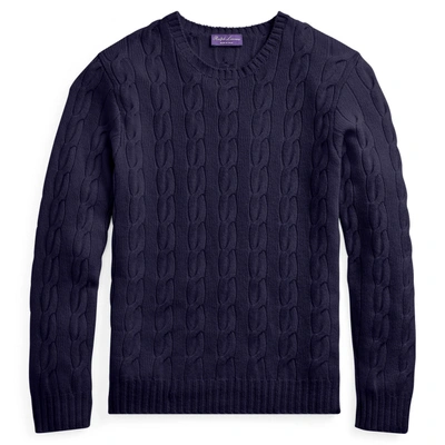 Shop Ralph Lauren Cable-knit Cashmere Sweater In Classic Chairman Navy
