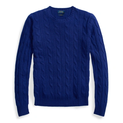 Shop Ralph Lauren Cable-knit Cashmere Sweater In Fall Royal