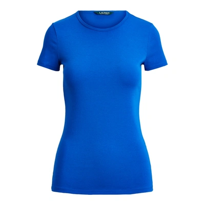 Shop Lauren Ralph Lauren Cotton-blend T-shirt In Blue Glacier