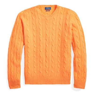 Shop Ralph Lauren Cable-knit Cashmere Sweater In Flare Orange