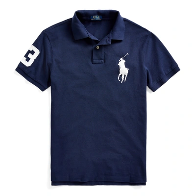 Shop Polo Ralph Lauren Big Pony Mesh Polo Shirt In Newport Navy