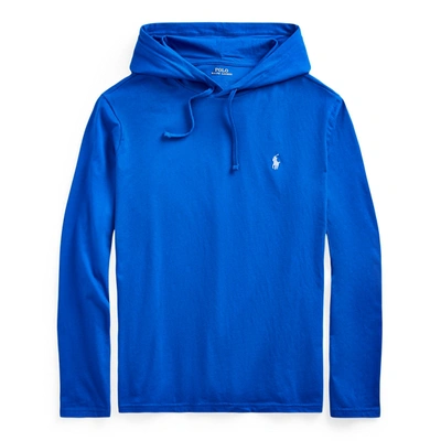 Shop Polo Ralph Lauren Cotton Jersey Hooded T-shirt In Pacific Royal