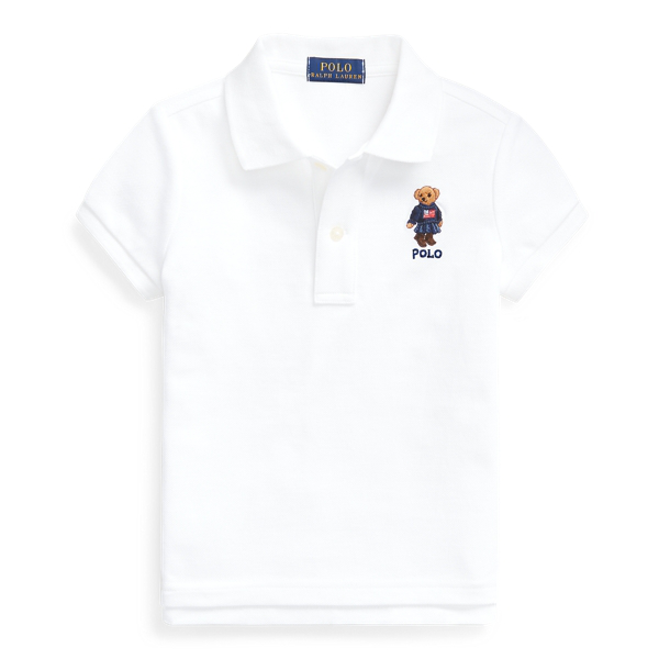 Polo Ralph Lauren Kids' Polo Bear Cotton Mesh Polo Shirt In White | ModeSens