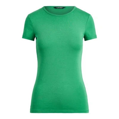 Shop Lauren Ralph Lauren Cotton-blend T-shirt In Hedge Green