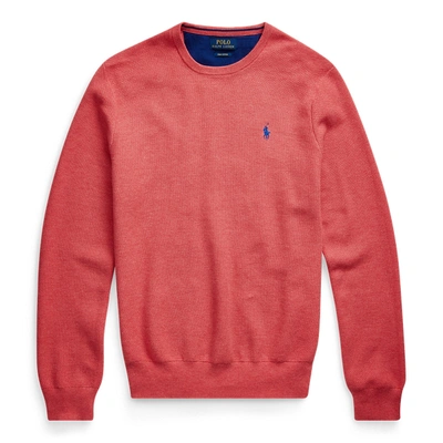 Shop Ralph Lauren Mesh-knit Cotton Crewneck Sweater In Rosette Heather