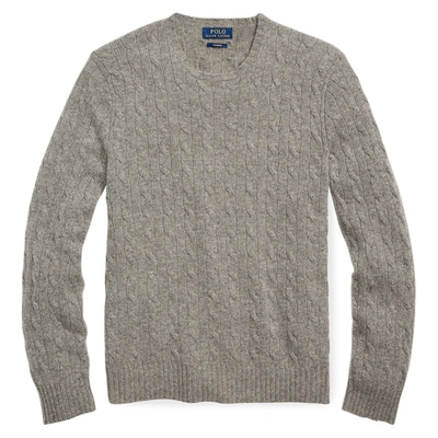 Shop Ralph Lauren Cable-knit Cashmere Sweater In Fawn Grey Heather