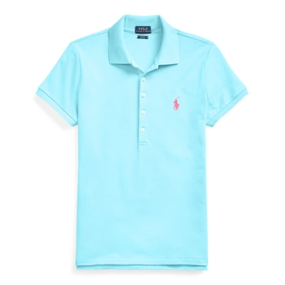 Shop Ralph Lauren Slim Fit Stretch Polo Shirt In French Turquoise