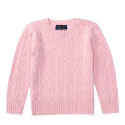 Polo Ralph Lauren Kids Pink Cable-knit Cotton Jumper In Carmel Pink