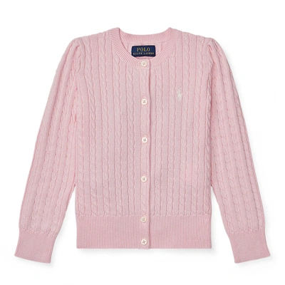 Polo Ralph Lauren Mini-cable Cotton Cardigan In Hint Of Pink