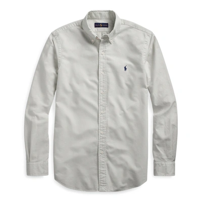 Shop Polo Ralph Lauren Garment-dyed Oxford Shirt In Grey Fog