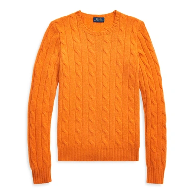 Shop Ralph Lauren Cable-knit Cashmere Sweater In Fiesta Orange