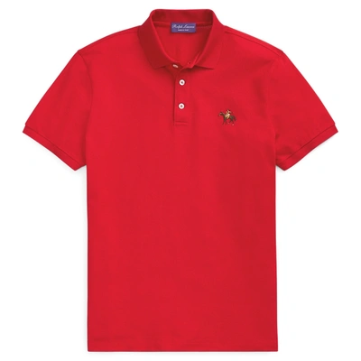 Shop Ralph Lauren Custom Slim Fit Piqué Polo Shirt In Classic Red