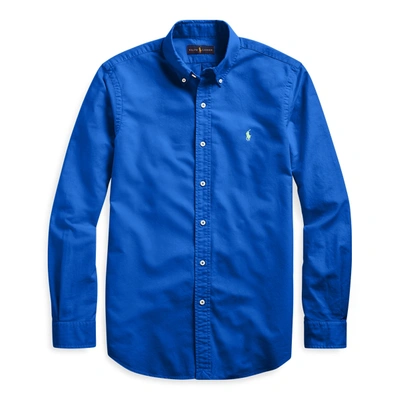 Shop Polo Ralph Lauren Garment-dyed Oxford Shirt In Heritage Royal