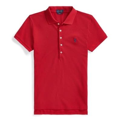 Shop Ralph Lauren Slim Fit Stretch Polo Shirt In Red/navy