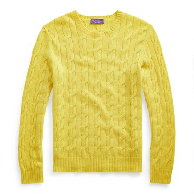 Shop Ralph Lauren Cable-knit Cashmere Sweater In Classic Lemon Yellow