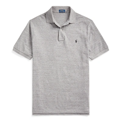 Shop Polo Ralph Lauren The Iconic Mesh Polo Shirt In Dark Vintage Heather Grey