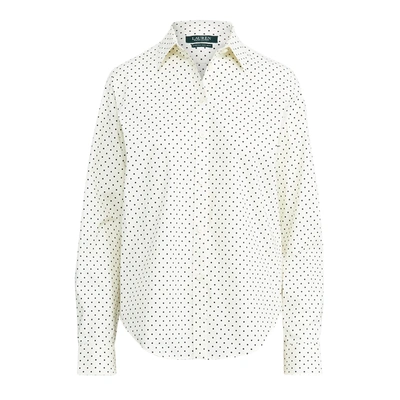 Shop Lauren Ralph Lauren Easy Care Polka-dot Shirt In Cream/black