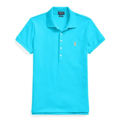 Shop Ralph Lauren Slim Fit Stretch Polo Shirt In Cove Blue