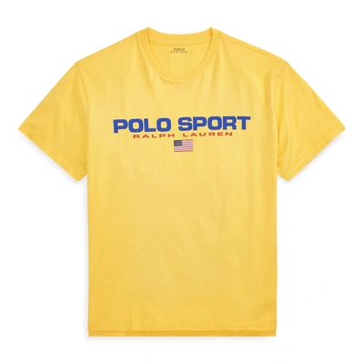 Shop Ralph Lauren Classic Fit Polo Sport Jersey T-shirt In Chrome Yellow