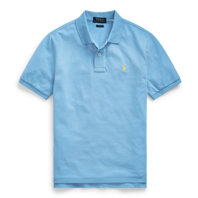 Shop Polo Ralph Lauren Cotton Mesh Polo Shirt In Blue Lagoon