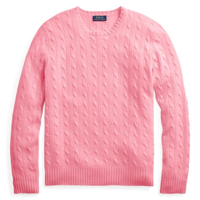 Shop Ralph Lauren Cable-knit Cashmere Sweater In Bright Pink