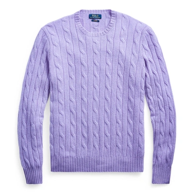 Shop Ralph Lauren Cable-knit Cashmere Sweater In Maidstone Purple Heather