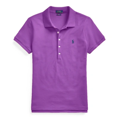 Shop Ralph Lauren Slim Fit Stretch Polo Shirt In Paloma Purple