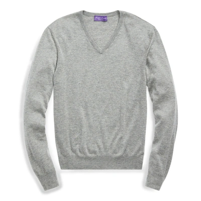 Shop Ralph Lauren Cashmere V-neck Sweater In Light Grey Heather