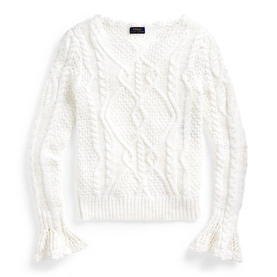 Shop Ralph Lauren Aran-knit Sweater In White