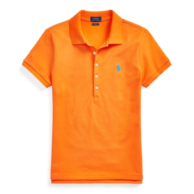 Shop Ralph Lauren Slim Fit Stretch Polo Shirt In Resort Orange
