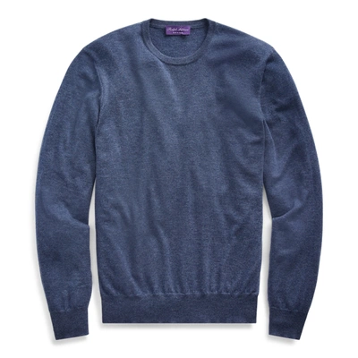 Shop Ralph Lauren Cashmere Crewneck Sweater In Nordic Blue Melange